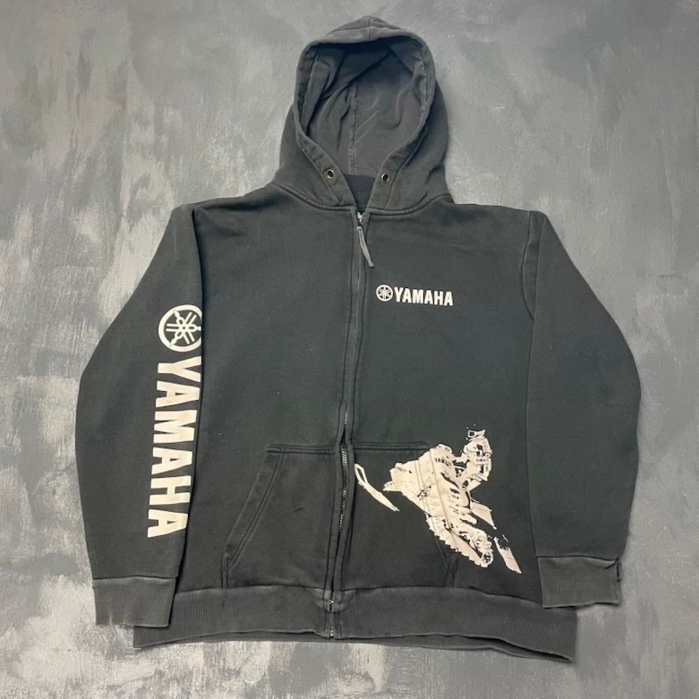 Vintage Yamaha Snowmobile Full Zip Hoodie XL Black 2000s Y2K